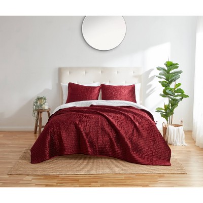 2pc Twin/Twin XL Aviva Velvet Pick Stitch Quilt Set Berry - Refinery29