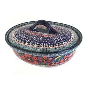 Blue Rose Polish Pottery 1156 Zaklady Small Oval Baker with Lid - 1 of 1