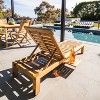 Nordic Teak Natural Outdoor Chaise Lounger with Side Table - Beige - 3 of 4