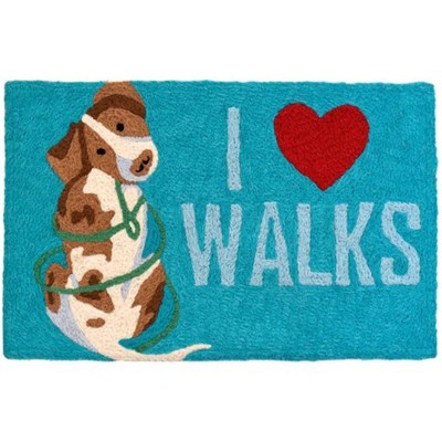 Jellybean I Luv Walks Indoor & Outdoor Doormat - Stylish, Durable, and Perfect for Any Space, Adding Comfort & Color to Your Home or Patio 21" X 33"