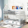 Tangkula Twin Over Twin Bunk Bed w/ Fence & Ladder Solid Wood Floor Bunk Bed for Kids White - 3 of 4