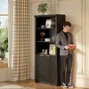 Book Shelf and Bookcase,31.5" Wide Bookshelf with Drawer and Doors,Farmhouse Book Case with Storage,Wood Storage Cabinet with 5 Tier Display Shelves - 3 of 4