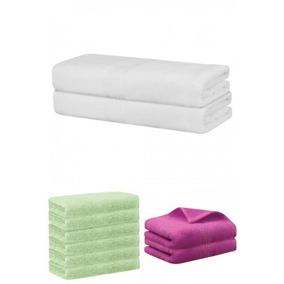 REGALWOVEN Absorbent Solid Bath Hand Face Cloths Cotton Towels 3 Piece Sets