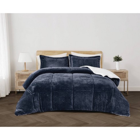 3 Pc West Key Deep Teal Faux Fur online Queen Quilt Set