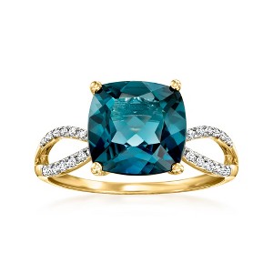 Ross-Simons 4.90 Carat London Blue Topaz and .11 ct. t.w. Diamond Ring in 14kt Yellow Gold - 1 of 4