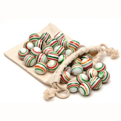 WE Games White Stripe Glass Marbles for Solitaire - Set of 33