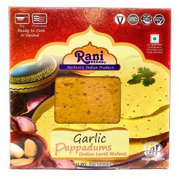 Garlic Pappadums (Indian Lentil Wafer Snack) - 7oz (200g) - Rani Brand Authentic Indian Products