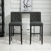 HOMCOM 2 Piece Barstools Linen Upholstered Breakfast Stools with Back, Footrest, ,Armless Seat for Kichen Dining Room,Solid Wood Leg, Gray - 2 of 4