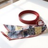 Anna-Kaci Women's Faux Leather Belt with Patterned Scarf Tie and Metal Loop Detail 53x0.8in - Red - 3 of 3
