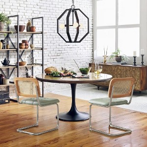 NicBex Upholstered Rattan Dining Chairs Set of 2 with Cane Back and Stainless Chrome Base for Dining Room,Living Room,Kitchen - 1 of 4