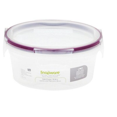 Clear Round Plastic Food Storage Container with Blue Lid, 3.8 Cups