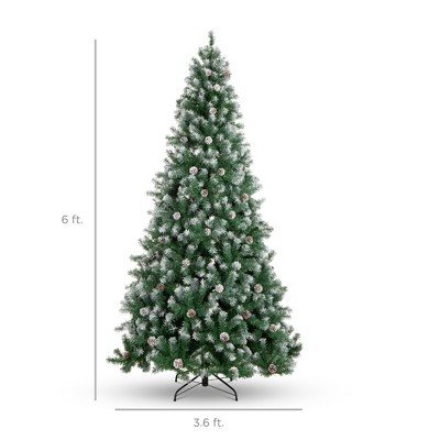 6ft Green and White PVC Pine Christmas Tree with Metal Base
