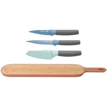 BergHOFF Leo 4Pc Cutlery and Cutting Board Set, Serrated Sharp Blade, Multicolor