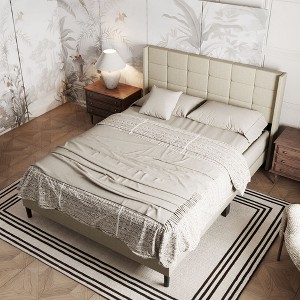 Famapy Queen Size Upholstered Bed Frame with USB Ports & LED Headboard,TB117-Tested Fabric,Style+Safe,Multiple Headboard Styles,Bedroom Centerpiece - 1 of 4