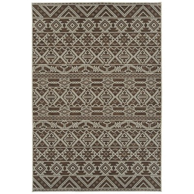 LunaLulinlk Chocolate Contemporary Geometric, Textured, High-Low Cut & Loop 2' x 3' Rectangle Throw Rug