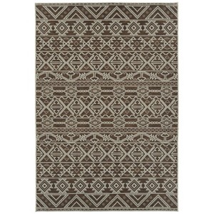 LunaLulinlk Chocolate Contemporary Geometric, Textured, High-Low Cut & Loop 2' x 3' Rectangle Throw Rug - 1 of 4