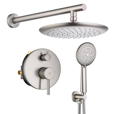 CASAINC 10" Inch Wall Mounted Round Shower System Set with Handheld Spray