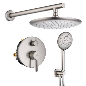 CASAINC 10" Inch Wall Mounted Round Shower System Set with Handheld Spray - 1 of 2