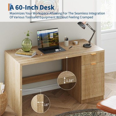 60 inch executive desk with storage, modern home office desk with ...