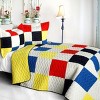 Slickblue Full/Queen 3 PC Quilt Set, Vermicelli-Quilted TC Fabric, Plaid Design, 13 Color Options, 90.5"x90.5" - 4 of 4