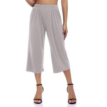 Whizmax Women's Elastic Waist Solid Palazzo Casual Wide Leg Pants with Pockets