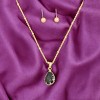 Slickblue Women's Crystal Teardrop Pendant Necklace & Small Ball Earrings, Perfect for Date Night, 16"+2", Color Options - 3 of 3