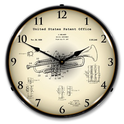 Collectable Sign & Clock | Trumpet 1937 Patent LED Wall Clock Retro/Vintage, Lighted