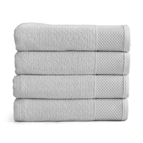 Market & Place Cotton Quick Dry Waffle Weave 4-Pack Bath Towel Set Light Grey