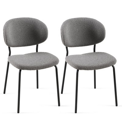 NicBex Set of 2 Dining Chair Modern Upholstered Fabric Side Chair with Curved Backrest & Metal Legs for Kitchen,Dining Room