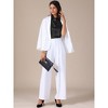 INSPIRE CHIC Women's Satin Sleeveless Elegant Pleated Mock Neck Ruffle Trim Work Blouses - 3 of 4