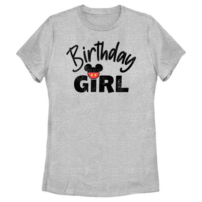 Women's Mickey & Friends Distressed Birthday Girl T-shirt : Target