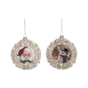 Transpac Glass Shimmer Nostalgic Character Ornaments Set of 2 Multicolored Christmas Tree Decorations for Holiday Cheer - 1 of 1