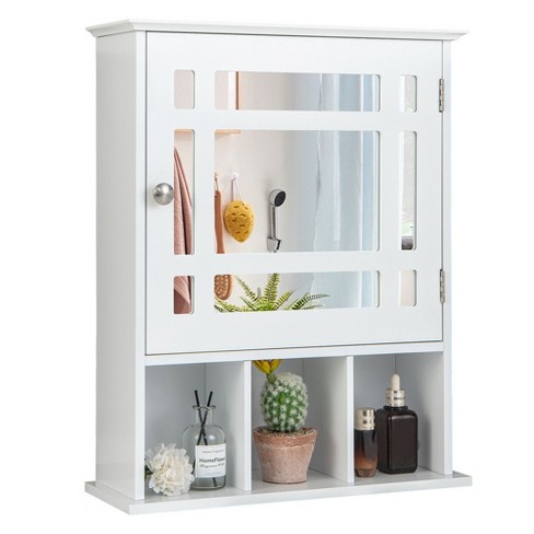 Costway Bathroom Wall Mount Storage Cabinet Single Door W/height Adjustable  Shelf Grey : Target