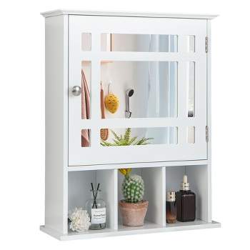 Tangkula Mirrored Medicine Cabinet Bathroom Wall Mounted Storage W/Adjustable Shelf