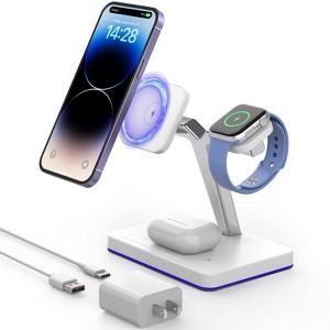 HANPURE 3-in-1 Charger Stand Wireless for Magnetic Charging Station for iPhone 12-15 Pro Max/Plus/Mini for Air Pods Pro 3rd/2nd White - 1 of 4