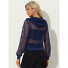 INSPIRE CHIC Women's Zip Up Long Sleeve Mesh Sheer Hoodie Bomber Jackets - 3 of 4