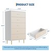 Tall Narrow Wooden White 5 Drawer Dresser with Gold Metal Handles and Legs for Bedroom, Living Room, Entryway - 3 of 4