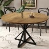 coucheta 47" Round Dining Table for 4, Wooden Circle Kitchen Tables with Sturdy Metal Pedestal & 4 Parts of Tabletop, for Living Room, Dining Room - 3 of 4