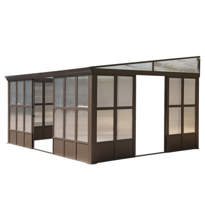 VisioGear Canopies and Gazebos, Patio Grill Canopy with with Detachable Windows, Gazebo Sun Room with 2 Doors, Brown, 191.16"*139.8"*100.32"