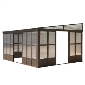 VisioGear Canopies and Gazebos, Patio Grill Canopy with with Detachable Windows, Gazebo Sun Room with 2 Doors, Brown, 191.16"*139.8"*100.32" - 1 of 4