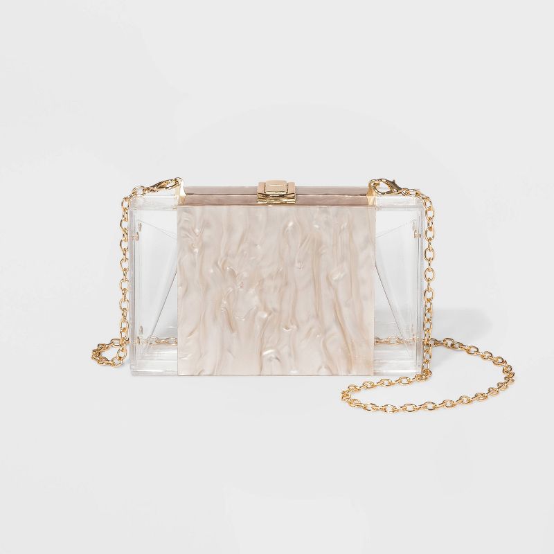 Clear Acrylic Rectangle Minaudiere Clutch - A New Day&#8482; Clear, 1 of 3