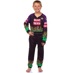 Monster Jam Grave Digger Boys' Union Suit Kids Fleece One Piece Pajamas - 1 of 4