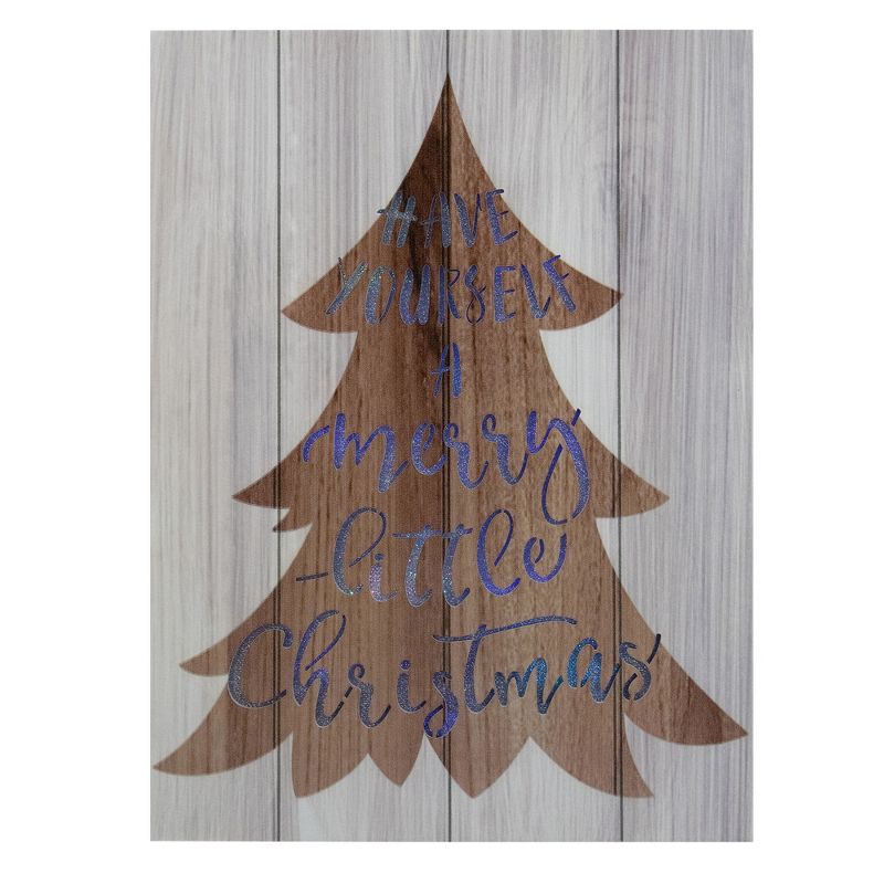 Northlight 11.75" Lighted Brown Tree "Have Yourself A Merry Little Christmas" Wall Plaque, 1 of 4