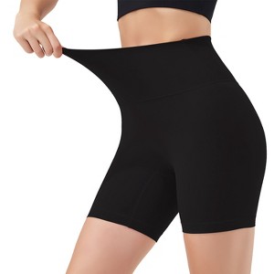 NPolar Women's High Waist Biker Shorts with 6.3In Inseam No Front Seam for Workout Yoga Running Volleyball Dance - 1 of 4