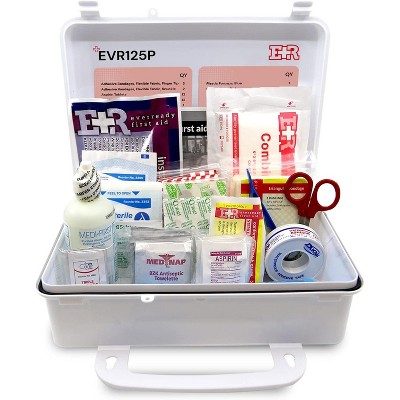 107 Piece, 25 Person First Aid Kit with Plastic Case, OSHA Compliant