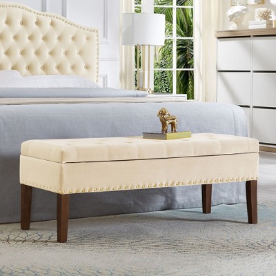 NicBex 48" Tufted Storage Ottoman Bench,Velvet Foot Stool with Rubber Wood Legs,End of Bed Storage Bench for Bedroom,Living Room,Bedroom Furniture