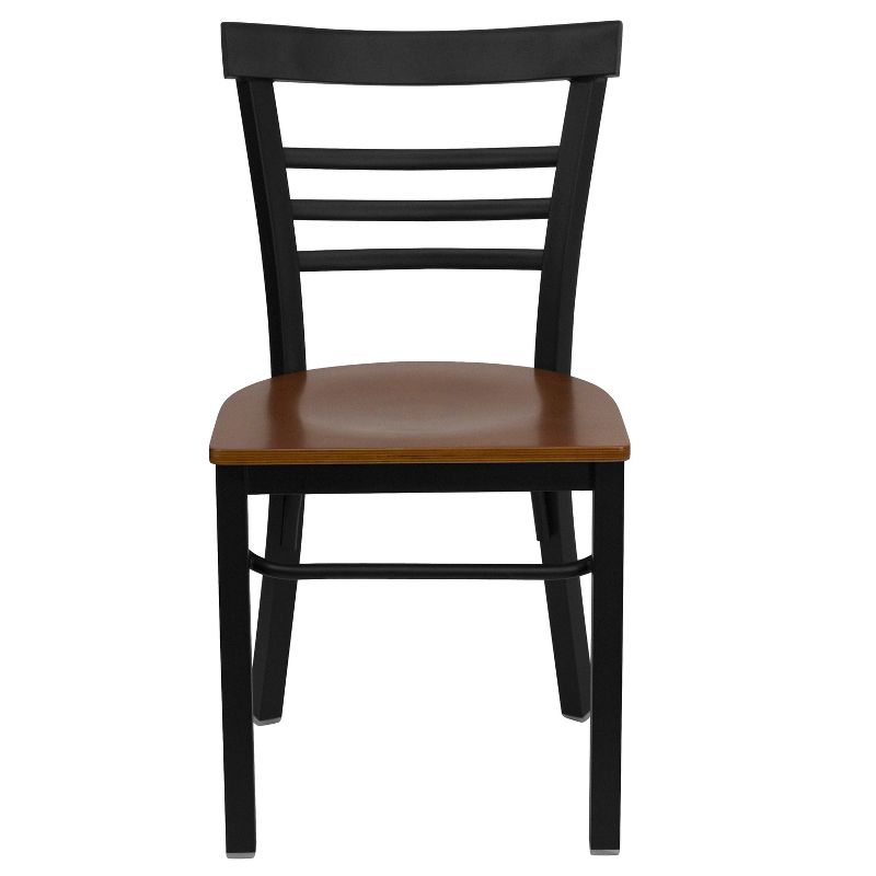 Flash Furniture Black Three-Slat Ladder Back Metal Restaurant Chair, 6 of 8
