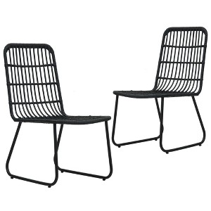 vidaXL Patio Chairs 2 pcs Poly Rattan Black - 1 of 4