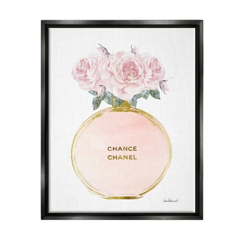 Stupell Industries Pink And Gold Round Perfume Bottle With Roses Black  Floater Framed Canvas Wall Art, 24 X 30 : Target