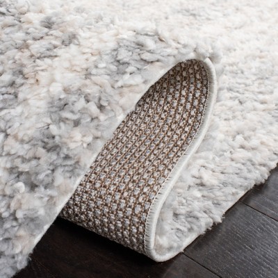 Gray and Ivory Hand-Knotted Shag Area Rug